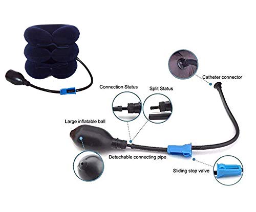 Bargain Crusader Upgraded Version Premium Flannel Inflatable Cervical Neck Traction Air Inflatable Pillow Neck Head Stretcher Pain Relief Collar (for Adults, Dark Blue) For Adults - NewNest Australia