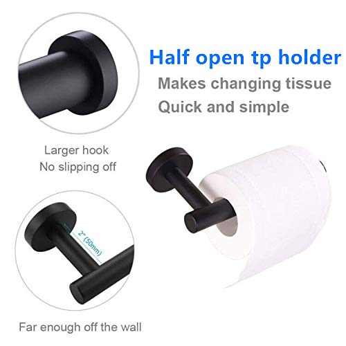 ZMTT Toilet Paper Holder Stainless Steel, Modern Tissue Roll Dispenser Wall Mount for Bathroom & Kitchen (Black) Black Long Rod 1pack - NewNest Australia