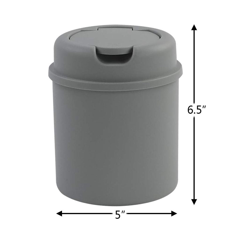 NewNest Australia - Lesbin 2 L Plastic Mini Trash Can, Tiny Garbage Can with Lid, Gray 