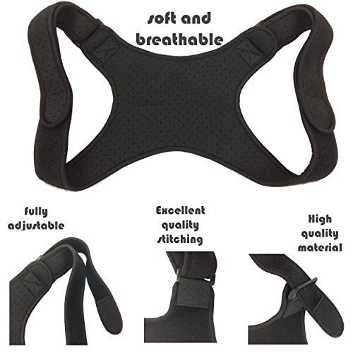 gr8ful® Posture Corrector | Physio Spinal Brace, Men, Women & Kids. Back, Shoulder & Neck Pain Relief, Black, 1 Size, Adjustable Neoprene Discreet Design, Fab for Sports Use. - NewNest Australia