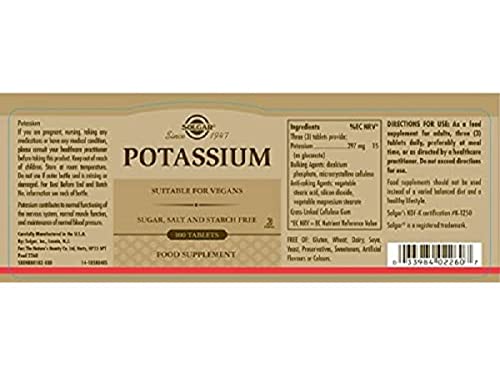 Solgar - Potassium, 100 Tablets 100 Count (Pack of 1) Standard Packaging - NewNest Australia