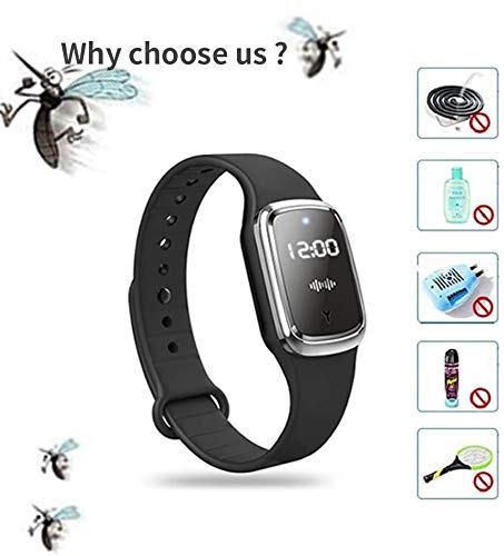 Mosquito Repellent Bracelets Ultrasonic Anti-Mosquito Wristband Electronic Repeller Bands Watch Pest Control Insect Guards USB Charging/Waterproof for Children and Adults (Black) Black - NewNest Australia