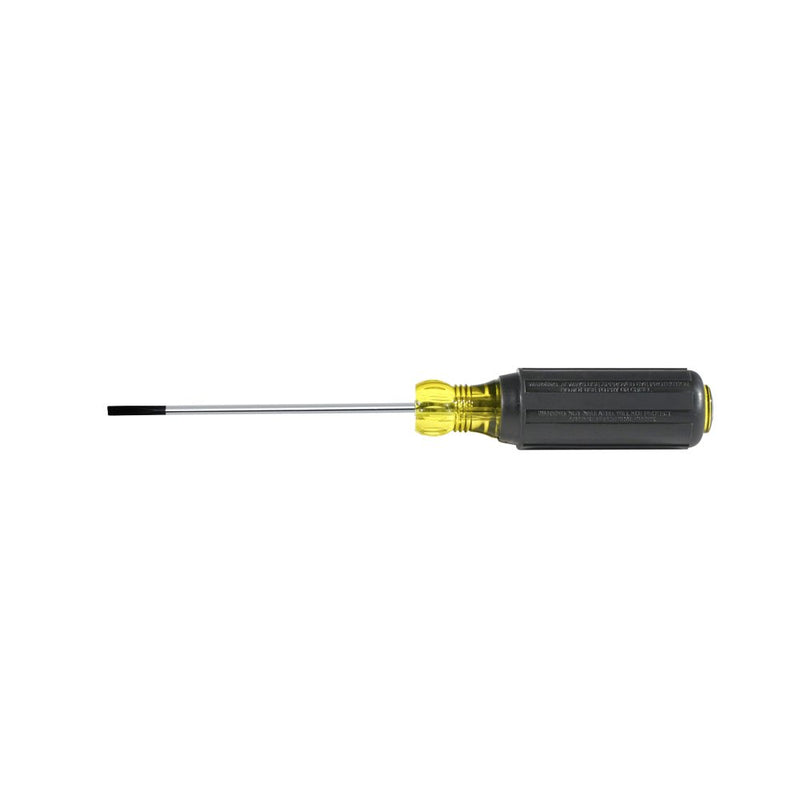 Klein Tools 612-4 Screwdriver, Flat Head Terminal Block Screwdriver, 1/8-Inch Cabinet Tip, 4-Inch Round Shank - NewNest Australia