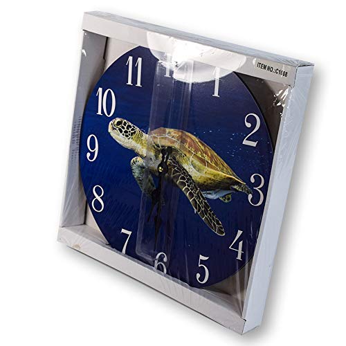 NewNest Australia - Sea Creations New 13"X13" Turtle Wood Wall Clock Home Wall Decor Marine Coastal Nautical Beach 