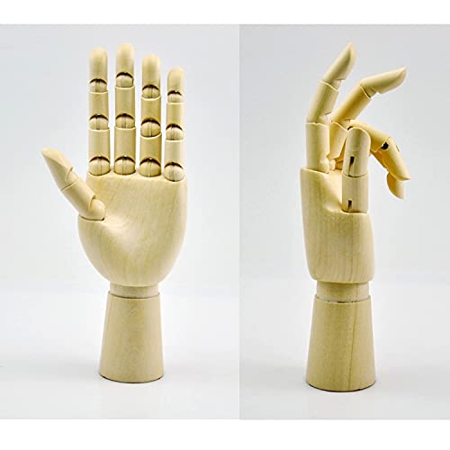 Wood Artist Drawing Manikin Articulated Mannequin with Wooden Flexible Fingers 10" Left Hand (10 inches-Left Hand) 10 inches-left hand - NewNest Australia