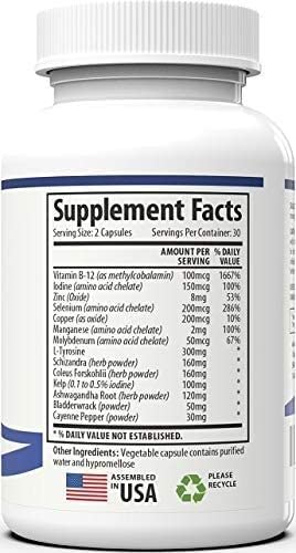 Thyroid Support Supplement with Iodine - Energy & Focus Formula - Vegetarian & Non-GMO - Vitamin B12 Complex, Zinc, Selenium, Ashwagandha, Copper, Coleus Forskohlii, & More 30 Day Supply - NewNest Australia