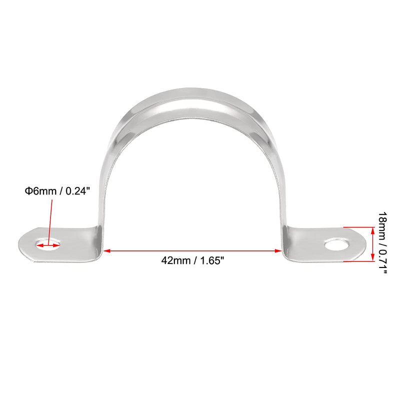 uxcell 42mm/1.65" Rigid Pipe Strap, 2 Holes Tube Straps 201 Stainless Steel Tension Tube Clip Clamp 25pcs - NewNest Australia