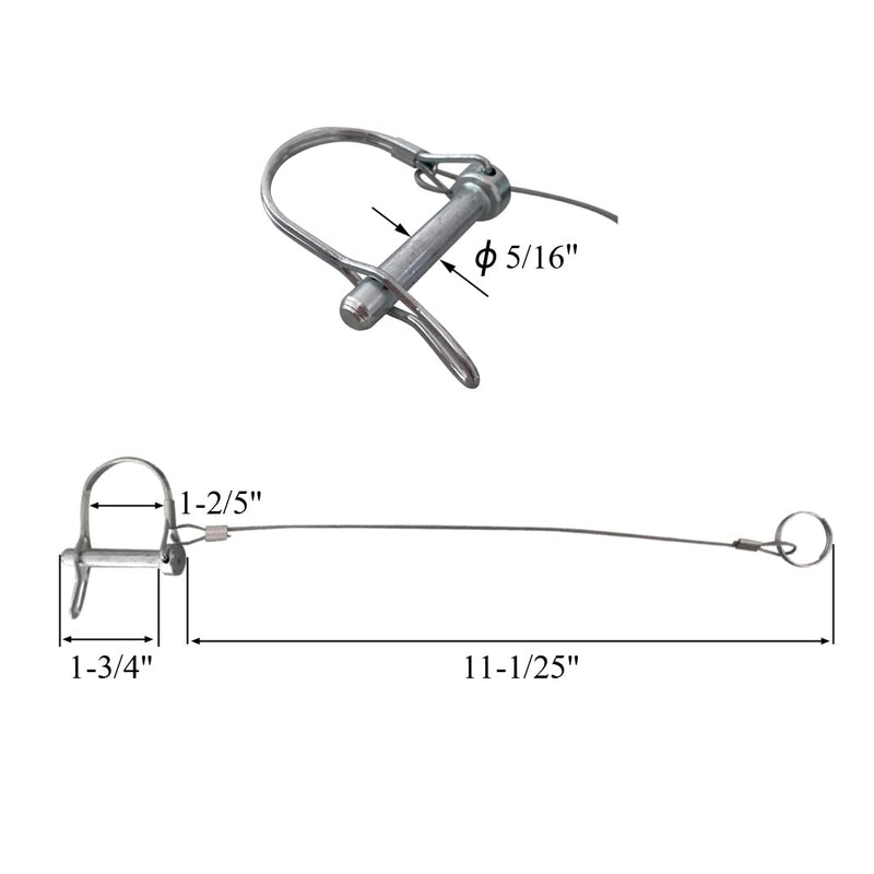 10Pcs Trailer Coupler Pin, 5/16-Inch Diameter x 1-3/4-Inch Long Prevents Loss, Plastic Coating Tether, Length 11-1/2" with Steel Quick Release Ring - NewNest Australia