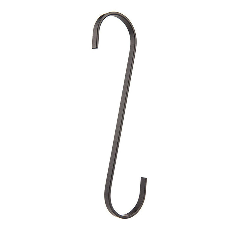 NewNest Australia - RuiLing 4-Pack 16 Inch Black Chrome Finish Steel Hanging Flat Hooks - S Shaped Hook Heavy-Duty S Hooks,for Kitchenware,Utensils,Plants, Towels,Gardening Tools,Clothes 