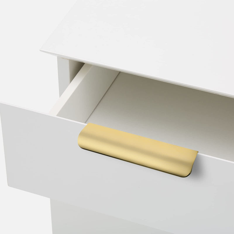 5 Pack goldenwarm Modern Style Finger Pulls 3 inch Champagne Gold Finger Edge Pulls Tab Pulls - LS7027BB76 Dresser Drawer Pulls Gold Kitchen Cabinet Handles Brushed Brass Hardware, 76mm Hole Centers 5 - NewNest Australia