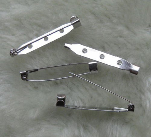 Chenkou Craft 50pcs Silver Plated Metal Back Brooches Bar Pin (Silver, 1 1/2"(38mm)) 1 1/2"(38mm) - NewNest Australia