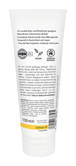 boep Sunscreen Sensitive SPF30 | Mineral sun protection for babies, children and adults with sensitive and allergic skin Perfume free | With zinc oxide UV filter | Vegan natural cosmetics (100ml) - NewNest Australia