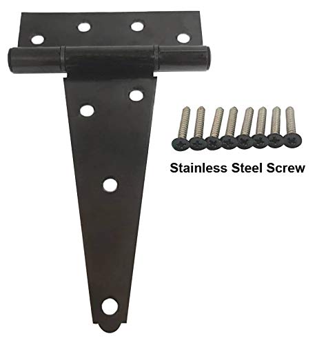 QCAA Stainless Steel Extra Heavy Tee Hinge, 6" x 2.5mm, with Stainless Screws & Hinge Pin, Black Coated, 2 Pack - NewNest Australia