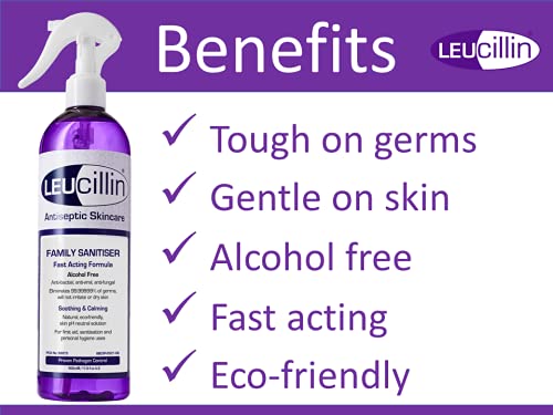 Leucillin Family Sanitiser | Alcohol Free Antibacterial, Antifungal & Antiviral Antiseptic Spray Disinfectant | for Hands, Face, Skin, Your Home & Pets (250ml) - NewNest Australia