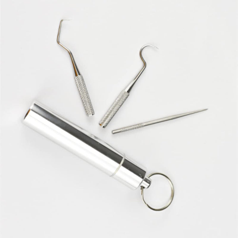2 Set/ 6Pcs Pocket Toothpick Holder Keychain Toothpicks Set Titanium Toothpick Cleaning Tooth Hook Scraper Metal Toothpick Holder Dental Picks for Camping Picnic Outdoor - NewNest Australia