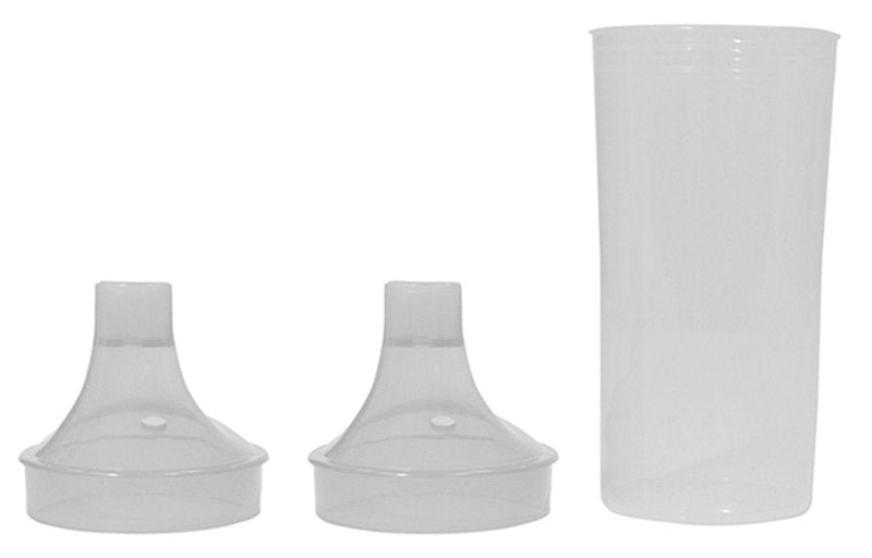 Drinking/Feeding Cup with 2 Spouts and Straw Holes. Small/Narrow Spout allows for drinking Liquids, Larger/Wider Spout for more Solid or Blended Food. Easy to hold and use. Reduces risk of Spillage. - NewNest Australia