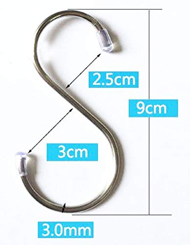 NewNest Australia - GCA 20 Pack 304 Stainless Steel Heavy-Duty Medium S Shaped Hooks Kitchen Hooks Hanging Hooks for Kitchen, Bathroom, Bedroom, Office … 9CM 