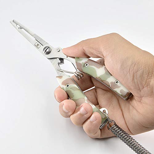 SAWKIT Portable Fishing Pliers,Fish Hook Remover,Stainless Steel Line Cutter Curved Nose Remove Hook Fishing Tackle Tool with Nylon Sheath Fishing Plyers Fishing Gear Set - NewNest Australia