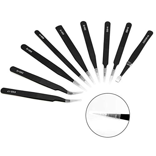 Umiten 10Pcs Esd Tweezers Kit, Precision Anti-Static Tweezers Set, Non-Magnetic Multi-Standard Stainless Steel Tweezers Ideal For Lab Electronics, Jewelry, Beauty And Detailed Work - NewNest Australia