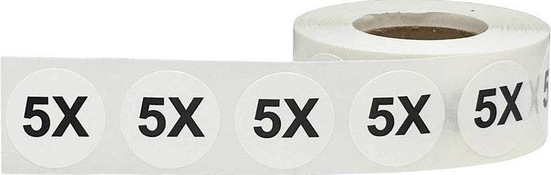 White Circle 5X Clothing Size Stickers for Retail Apparel 0.75 Inch 500 Total Adhesive Labels - NewNest Australia