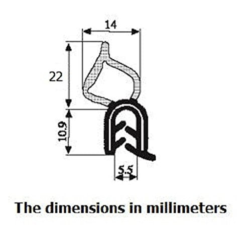 Trim seal Vertical Bulb (large bulb) Lock Seal (Trunk Seal) 0.87" Bulb Height X 0.039" to 0.22" Grip Range (5 Feet) 5 Feet - NewNest Australia