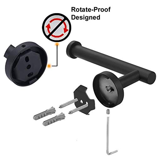 ZMTT Toilet Paper Holder Stainless Steel, Modern Tissue Roll Dispenser Wall Mount for Bathroom & Kitchen (Black) Black Long Rod 1pack - NewNest Australia