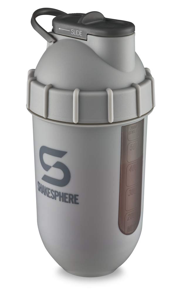 ShakeSphere Tumbler View: Protein Shaker Bottle with Side Window, 24oz ● Capsule Shape Mixing ● Easy Clean Up ● No Blending Ball Needed ● BPA Free ● Mix & Drink Shakes, Smoothies, More (Matte Gray) Matte Grey - Black Window - NewNest Australia