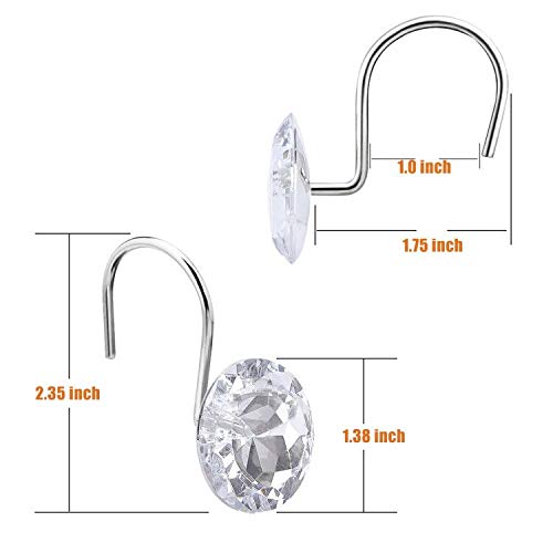 12PCS Shower Curtain Hooks Rings for Bathroom, Decorative Resin Shower Curtain Hooks Rods Curtains and Liner Clear - NewNest Australia