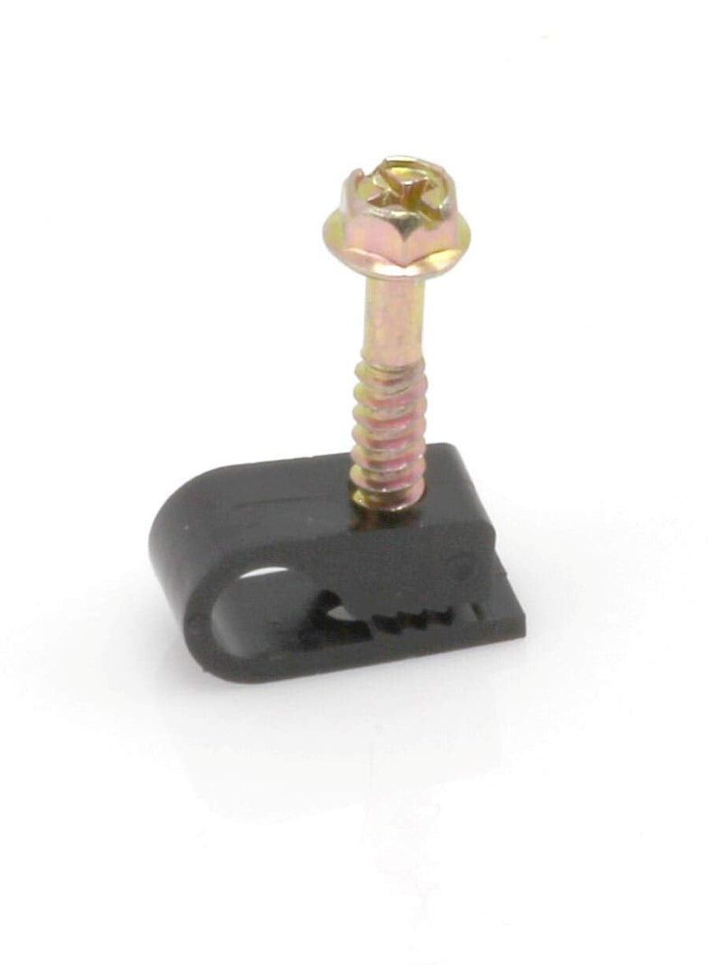 THE CIMPLE CO - Single Coaxial Cable Clips, Cat6, Electrical Wire Cable Clip, 1/4 in (6 mm) Screw Clip and Fastener, Black (100 Pieces per Bag) 100 Pack - NewNest Australia