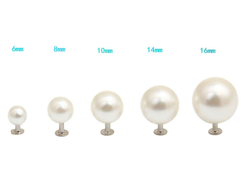AKOAK 100 Set Pearl Rivet,Half Hole Faux Pearls Rivets Studs Buttons for Hat/Shoe/Clothes/Bag/Skirt/Bridal Veil DIY Accessories (6.0mm) 6.0mm - NewNest Australia