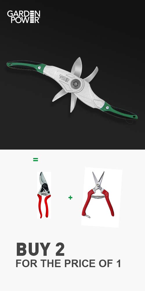Garden Power Hand Pruner & Shears 2 in 1 Multi-Cutter, Unique Locking Design Allows Switching Between Pruner and Shear Snipping Function. 1/2 Inch Cutting Capacity. Clippers for Garden Hedge & Shears - NewNest Australia