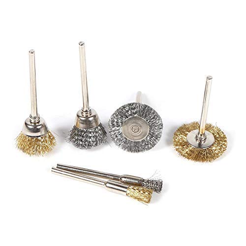Brass Steel Wire Brush Set, 36 Pcs Stainless Steel Wire Brush Pen Cup Wheel Shaped Polishing Cleaning Rotary Tools Full Kit for Electric Equipment Perfect for Removal of Rust/Corrosion/Paint - NewNest Australia