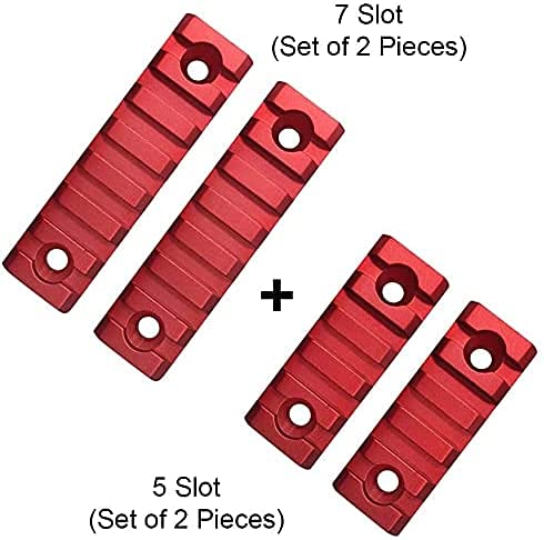 Gotical 2 Pieces of 5 Slots and 2 Pieces of 7 Slots Key mod Lightweight Aluminum Red Slots (Pack of 2 - 5 and 7 Slot ) Pack of 2 - 5 and 7 Slot Rails - NewNest Australia