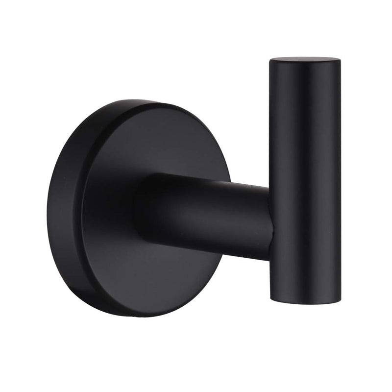 NewNest Australia - JQK Black Bathroom Towel Hook, Coat Robe Clothes Hook for Bathroom Kitchen Garage Wall Mounted (2 Pack), 304 Stainless Steel Matte Black, TH100-PB-P2 2 