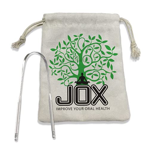 JOX Tongue Scraper Naturally Anti-Microbial - 100% Stainless Steel Tongue scrapers Tongue Care Tool Best Metal Tongue Cleaner and Bad Breath for Adults Oral Hygiene Includes 1 Cotton Bag (1) - NewNest Australia