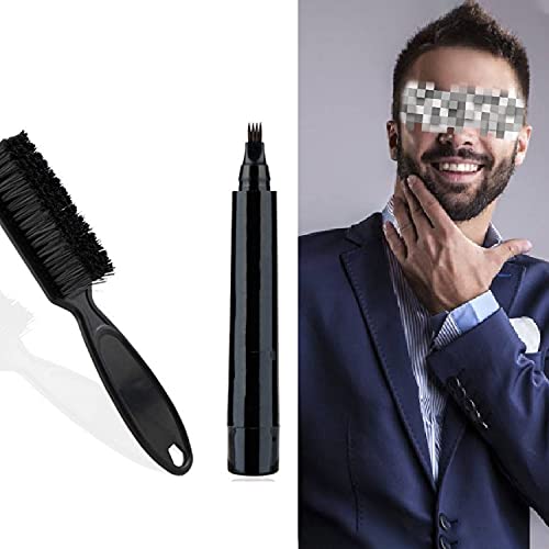 Four-Head Beard Pen, Beard Filling Pen Tool, Used to Repair The Shape of Male Beards, Effectively Enhance Facial Hair, Plastic Box Packaging, Easy to Carry, Black - NewNest Australia