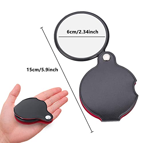 Wsgfpo Pack Of 6 Mini Portable Magnifying Glass Pocket Magnifier 10X Mini Magnifier Mini Pocket Magnifier With Protective Bag Holster For Reading Cards Labels Crafts Stones Diamonds Jeweler Coins - NewNest Australia