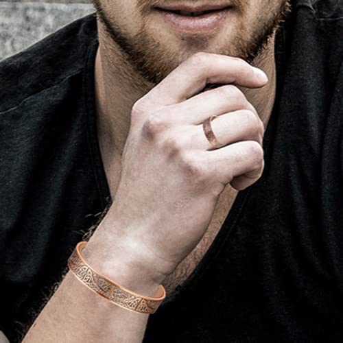Jeracol Copper Magnetic Bracelet for Men Women,2 Pack 99.99% Solid Copper Cuff Bangle with Pattern Design Magnetic Bracelets with Ultra Strength Magnets,Adjustable Size Bracelet with Gift Box Tree-viking - NewNest Australia