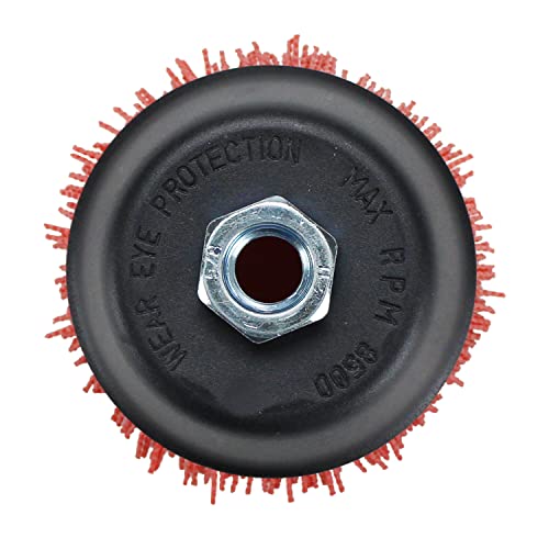 BHA 4" Abrasive Filament Nylon Bristle Cup Brush, 5/8"-11 Thread Arbor - Red (120 Grit) - NewNest Australia