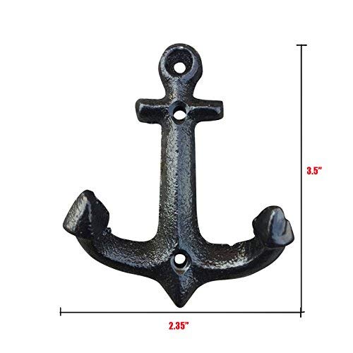 NewNest Australia - storeka Nautical Cast Iron Ship Anchor Weathered Nautical Wall Hooks Coat Hook, Screws Included (5 PCS) 5 PCS 