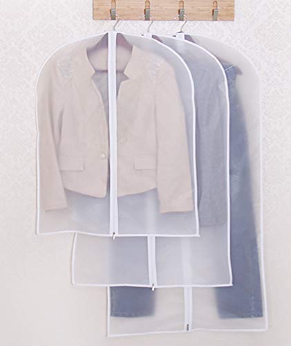 NewNest Australia - Clear Hanging Garment Bag with Study Zipper Plastic Clothing Dust Cover Closet Suit Protector Storage Bags White 4pcs 4 Pack Mix White Zipper 