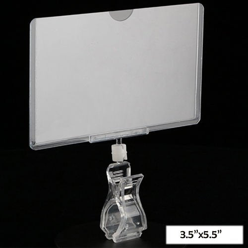 Rotating Clip On POP Swivel Sign Holding Clamp with Card Protector for Hangrails or Tubes - 3 Pack - NewNest Australia
