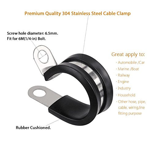 Cable Clamps Assortment Kit, LOKMAN 44 Pieces Stainless Steel Rubber Cushion Pipe Clamps Assorted in 5 Size 1/4'' 5/16'' 3/8'' 1/2'' 5/8'', Come With Durable PP Storage Case with Chart Small - NewNest Australia