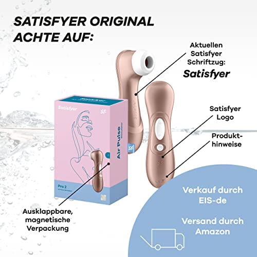 Satisfyer Pro 2 Air-Pulse Clitoris Stimulator - Non-Contact Clitoral Sucking Pressure-Wave Technology, Waterproof, Rechargeable (Rose Gold) Rose Gold - NewNest Australia