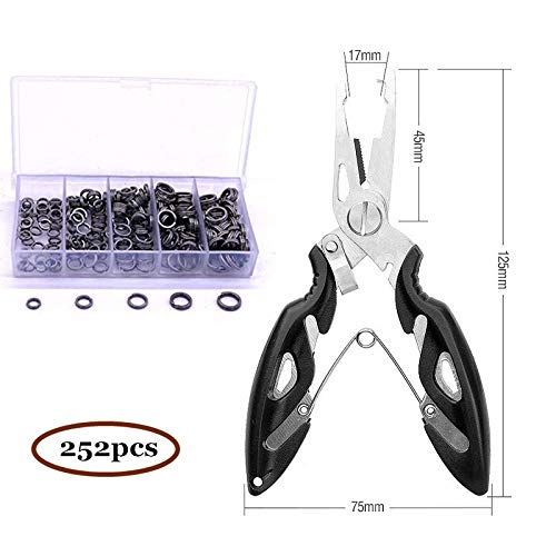 Pack of 252pcs Heavy Duty Stainless Steel Split Rings and Plier Set, Open Jump Rings and Fishing Plier Tool Kit for Saltwater Fishing Lure Connector, Jewelry Making Findings, Small Key Rings - NewNest Australia