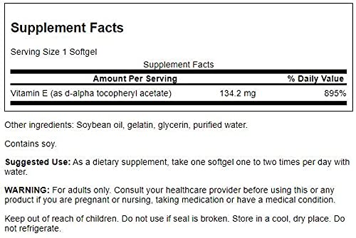 Swanson Natural Vitamin E 200 Iu (134.2 Milligrams) 250 Sgels - NewNest Australia