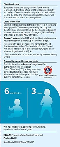 EQUAZEN Baby Capsules | Omega 3 & 6 Supplement | Supports Brain Function* | Formulated with baby in mind | Add to food/drink | Blend of DHA, EPA & GLA | Suitable from 6 months to 3 years | 30 capsules - NewNest Australia