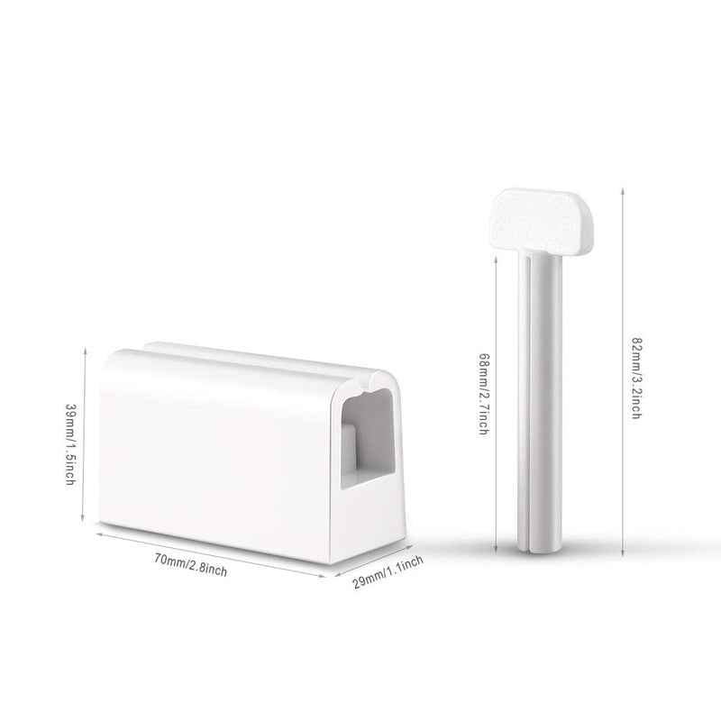 CORNERIA 2pcs Toothpaste Tube Squeezer Plus with Long Size 2.8IN - Premium ABS Plastic & Silicone pad Toothpaste Squeezer Rollers Even Tube Cosmetics, Tube Ketchup etc White - NewNest Australia