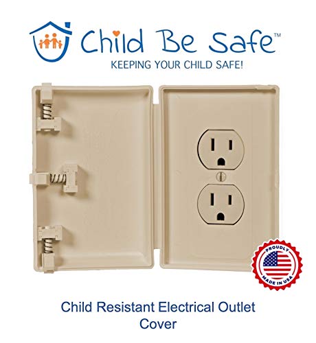 Child Be Safe, Baby Toddler Pet Resistant Electrical Safety Cover Guard for Home and Business, Made in USA, Traditional Outlet (Ivory, Single Unit) Ivory - NewNest Australia