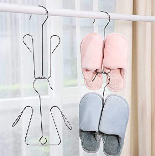 NewNest Australia - 5 Pack Stainless Steel Shoes Hanger Drying Rack for Dehumidifying Hanging Leather Shoes,Double Hook Design Drying Shelf Storage Organizer,Closet Organizer Storage 